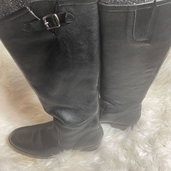 Frye Pippa 77007 Leather Black tall boots Back Zipper Size 6.5B - Picture 6 of 13